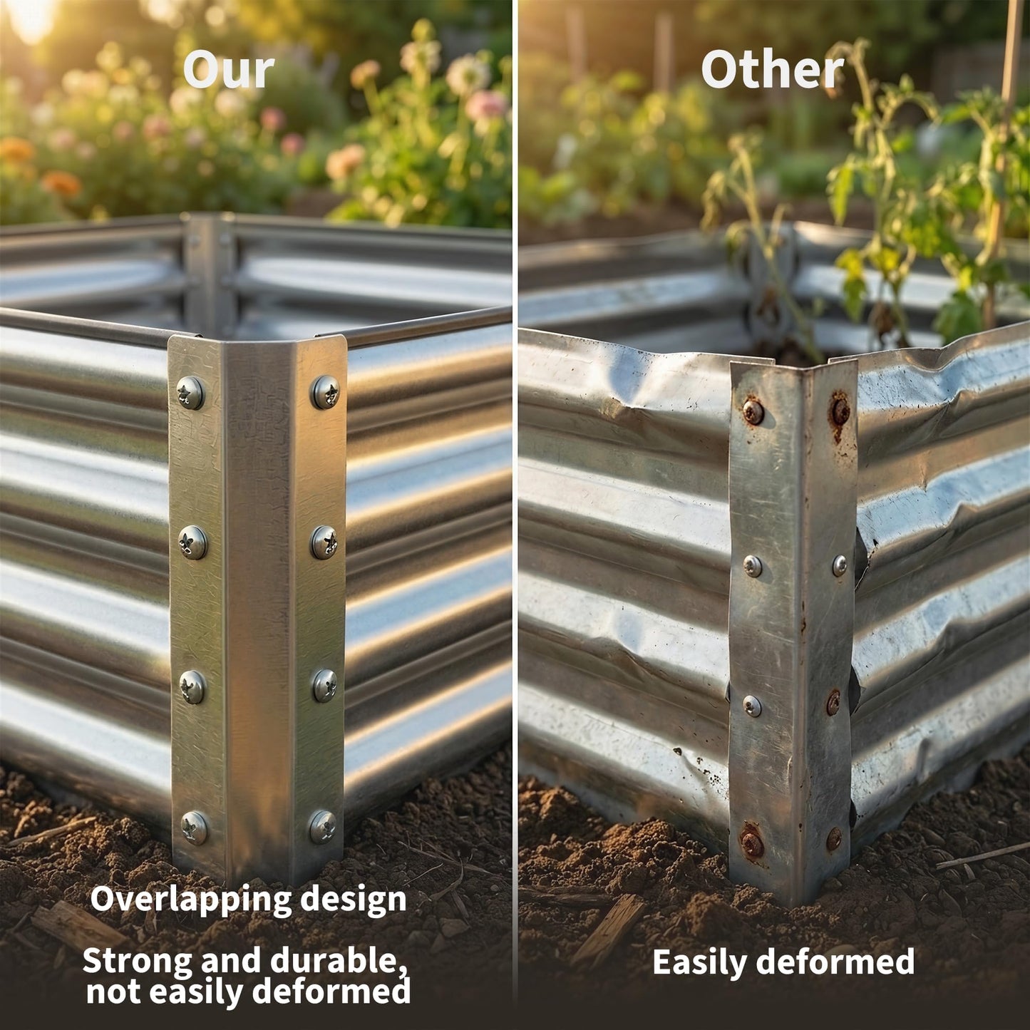ActiveTrail 2 Pack Galvanized Raised Garden Bed Kit, Large Rectangular Metal Oval Raised Garden Beds, Outdoor Deep Root Box Planter for Gardening, Vegetables, Flowers, Herbs (4x2x1FT, Silver)