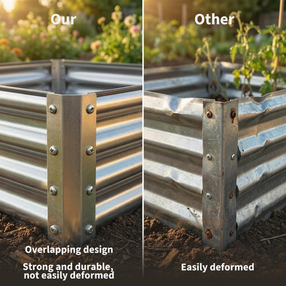 ActiveTrail 2 Pack Galvanized Raised Garden Bed Kit, Large Rectangular Metal Oval Raised Garden Beds, Outdoor Deep Root Box Planter for Gardening, Vegetables, Flowers, Herbs (4x2x1FT, Silver)
