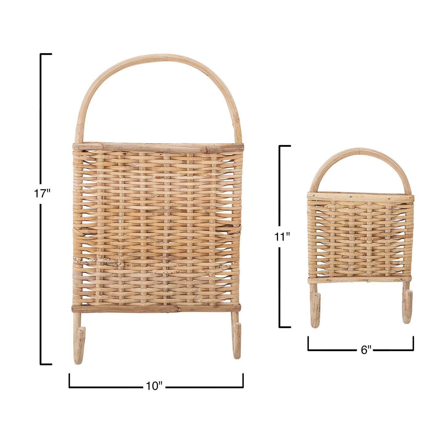 Bloomingville Woven Rattan Wall Hooks, Set of 2