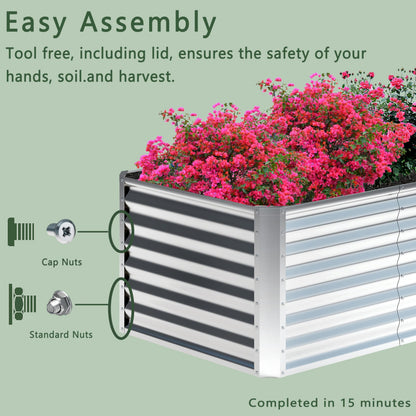 Nedenyou 4x2x2FT Galvanized Raised Garden Bed,Planter Raised Beds-Metal Garden Box,Large Plant for Outdoor Planting, Vegetables Bed，Flower,herb-Silver