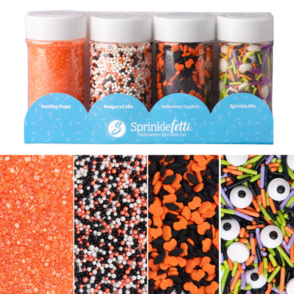 Sweets Indeed Sprinkles, 4 Pack, Edible Sprinkle Mix, Perfect for Cake Decorations, Baking, Ice Cream, Cookies, Cupcake Topper (Halloween)