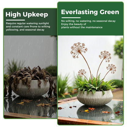 inihpocv 4-Pack Dandelion Metal Flowers for Outside, Rustic Wild Flower Decorative Garden Stakes for Potted Plants, Metal Yard Art, Gift-Boxed Indoor & Outdoor Garden Decor (Dandelion Flower Set)