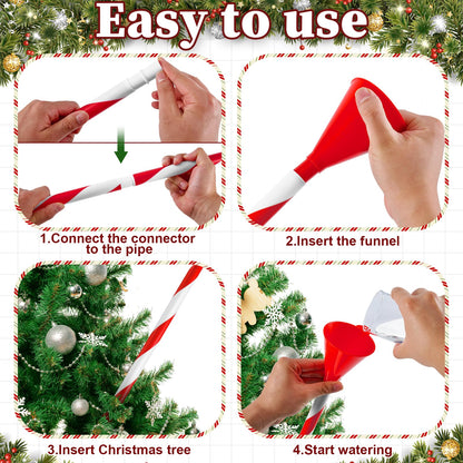 39.3 Inch Christmas Tree Watering Funnel,Red and White Striped Christmas Tree Watering System Device,Long Tree Watering Funnel Spout for Indoor Outdoor Xmas Tree
