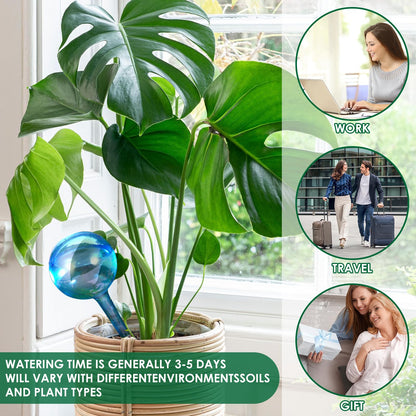VZZNN 20 Pack Hard Plastic Plant Watering Globes (Blue) - Transparent Self Watering Globes for Indoor & Outdoor Potted Plants, Vacation Plant Care, Water Conservation Device