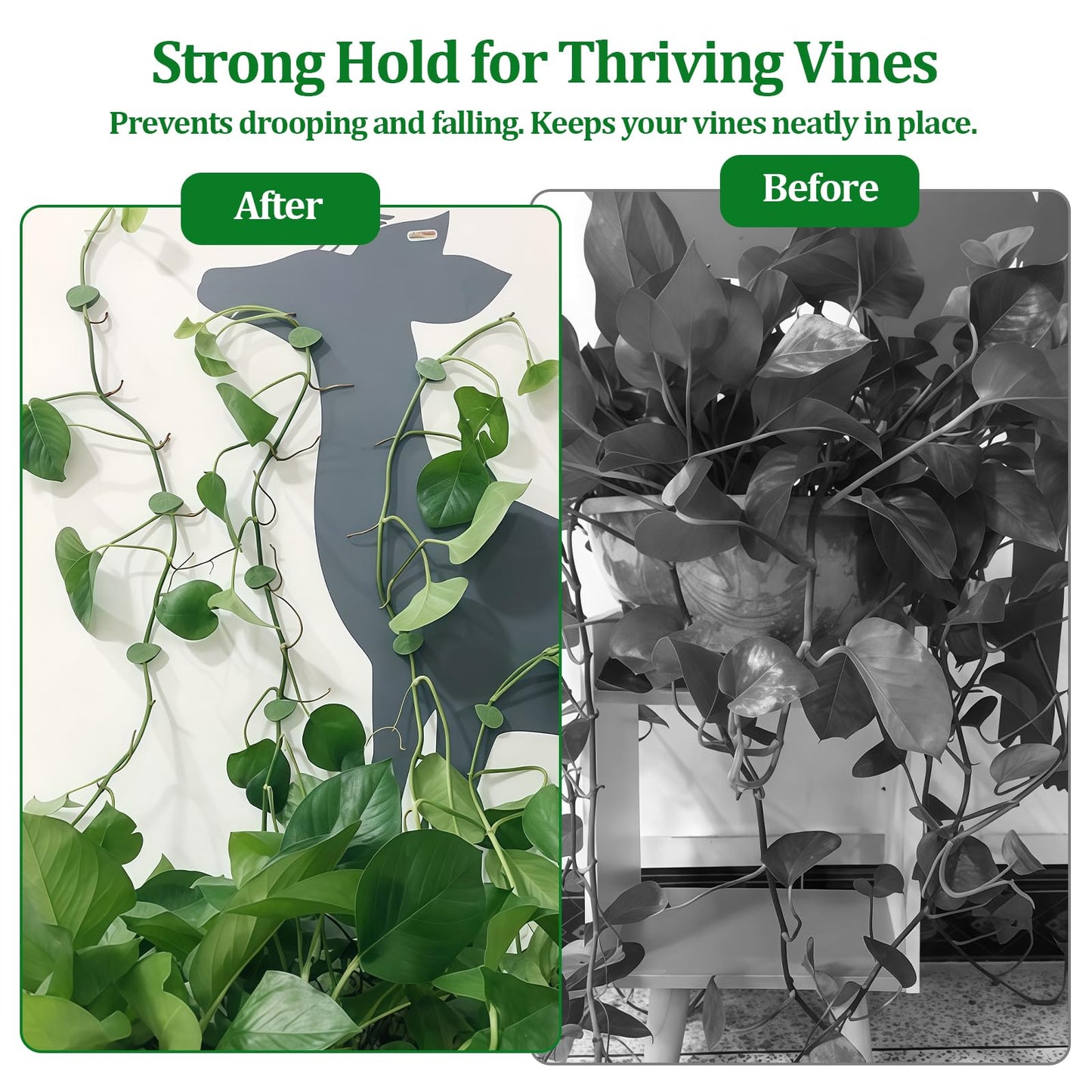 Plant Wall Clips for Climbing Vines Green Garden Stem Holder with Adhesive Climbing Wall Fixture Clips for Indoor Wall Decor, Office, Home (30 Packs)