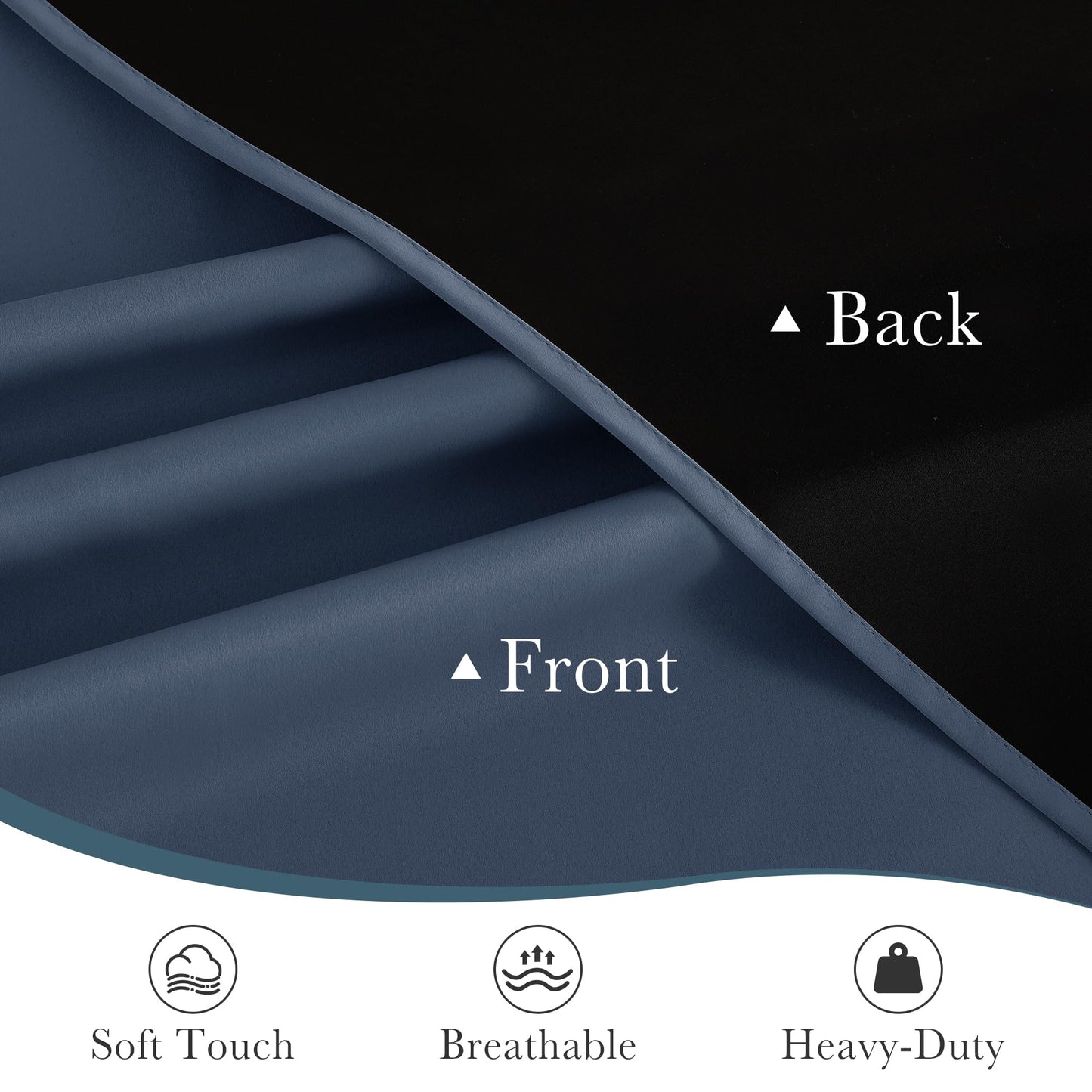 PONY DANCE Stone Blue Back Door Curtains for Door Window, 100% Blackout Dual Rod Pocket Privacy French Curtain for Kitchen, Thermal Insulated Small Window Drapes for Classroom, W25 x L40, 1 Panel
