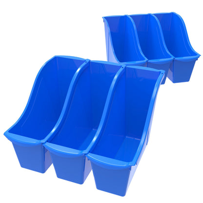 Storex Small Book Bin – Interlocking Plastic Organizer for Home, Office and Classroom, Blue, 6-Pack (71108C06C)
