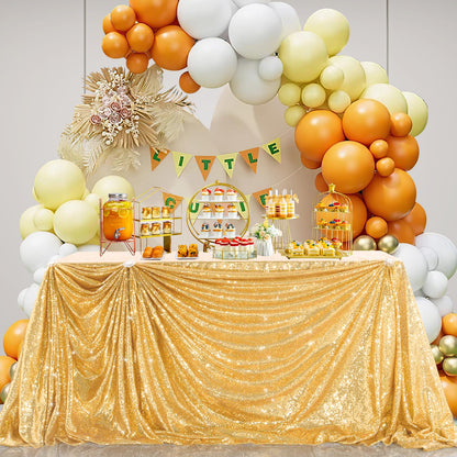 B-COOL Sparkly Drape Tablecloth Gold Tablecloths Sequin Fabric Table Cloth for Ceremony Party Halloween 50x80 Inch