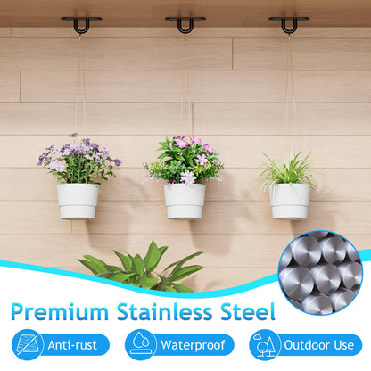 SAYAYO Pad Eye Plate Hooks U Ceiling Hook for Hanging Plants Outdoor Lights Swing Suspension Marine Hardware Staple Hook Loop with Screws Stainless Steel Wall Mount, Black 4 PCS
