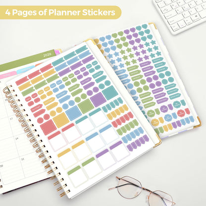 SKYDUE Teacher Planner 2026-2027 Academic Year, 8.5" x 11" Deluxe Teacher Lesson Planner with Monthly Tabs & Stickers, Lesson Plan Book 26-27, Rainbow