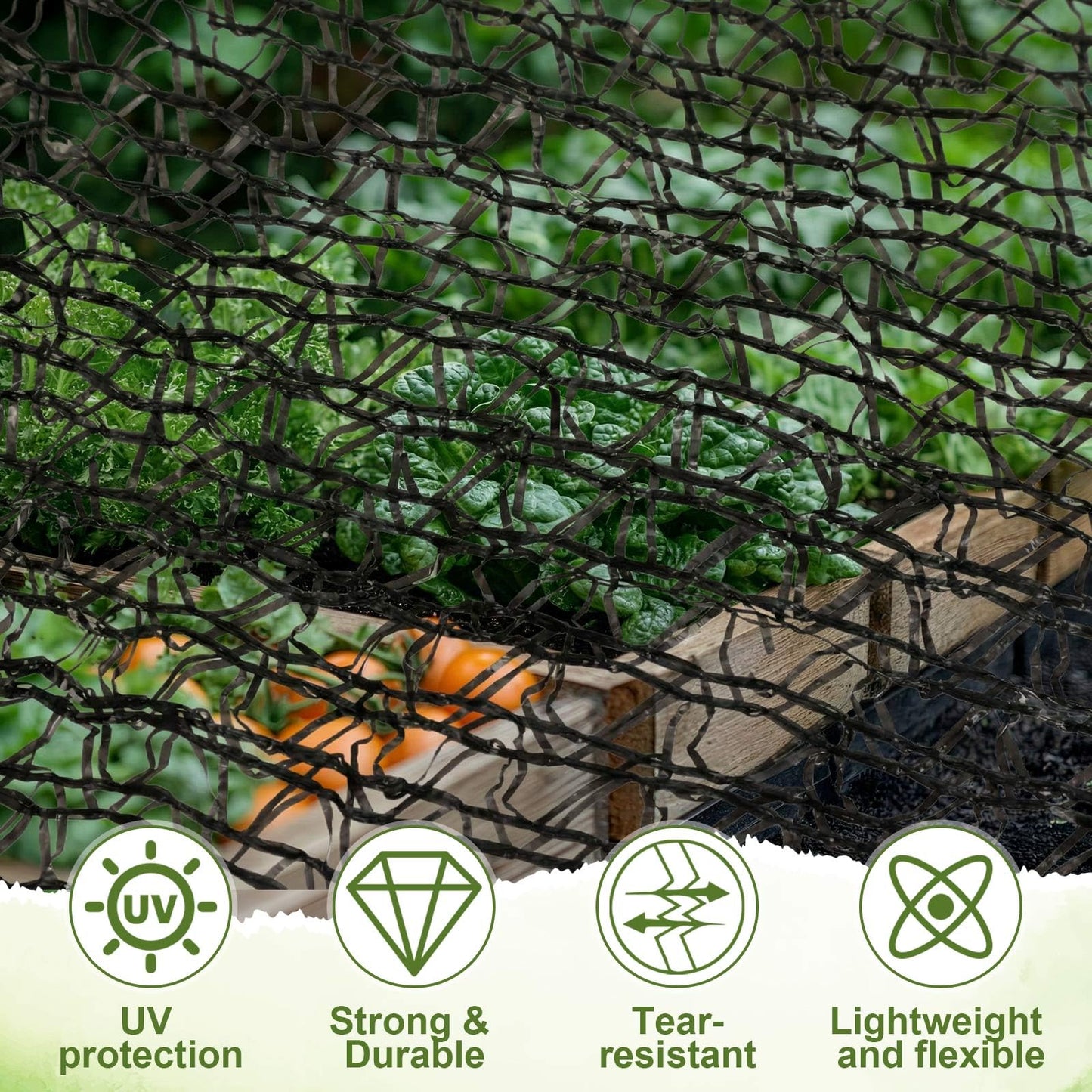Wesnoy Bird Netting for Garden 14 x 14 ft Garden Netting with 1/4 Inch Mesh Heavy Duty Gardening Protection Mesh for Fruits, Vegetables, Trees, Flowers, Deer, Shields Plants from Birds