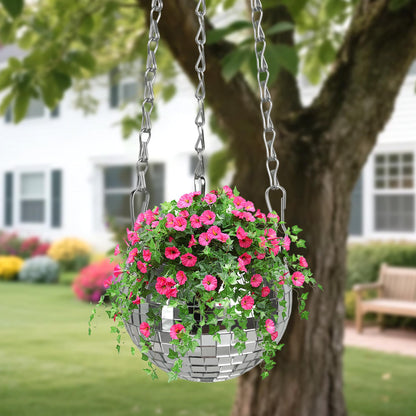 Axigundaone 2 Pcs Disco Ball Hanging Planter, 4 Inch Mirror Disco Ball Planters with Chain,Small Mirror Planter Hanging for Window, Desk