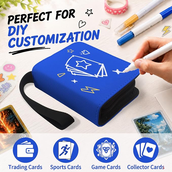 1 Pocket Card Binder with Zipper, 100 Pockets Mini Trading Card Album, Premium PU Leather Single Card Binder, Small Display Folder for TCG & Sports Cards