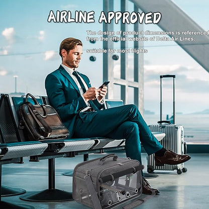 Bird Carrier Airline Approved, Bird Travel Cage with Indestructible Stainless Steel Mesh, Bird Travel Bag Lightweight and Portable with Water Bottle and Bowl