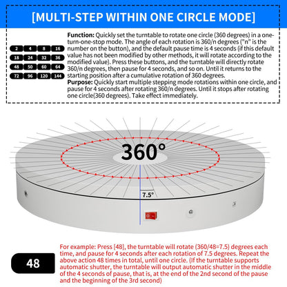 Programmable Motorized Electric Turntable Rotating Display Stand Rotating Platform Spinning Platform Secondary Development Motorized Electric Lazy Susan for 3D Scaner or Display with USB/Bluetooth