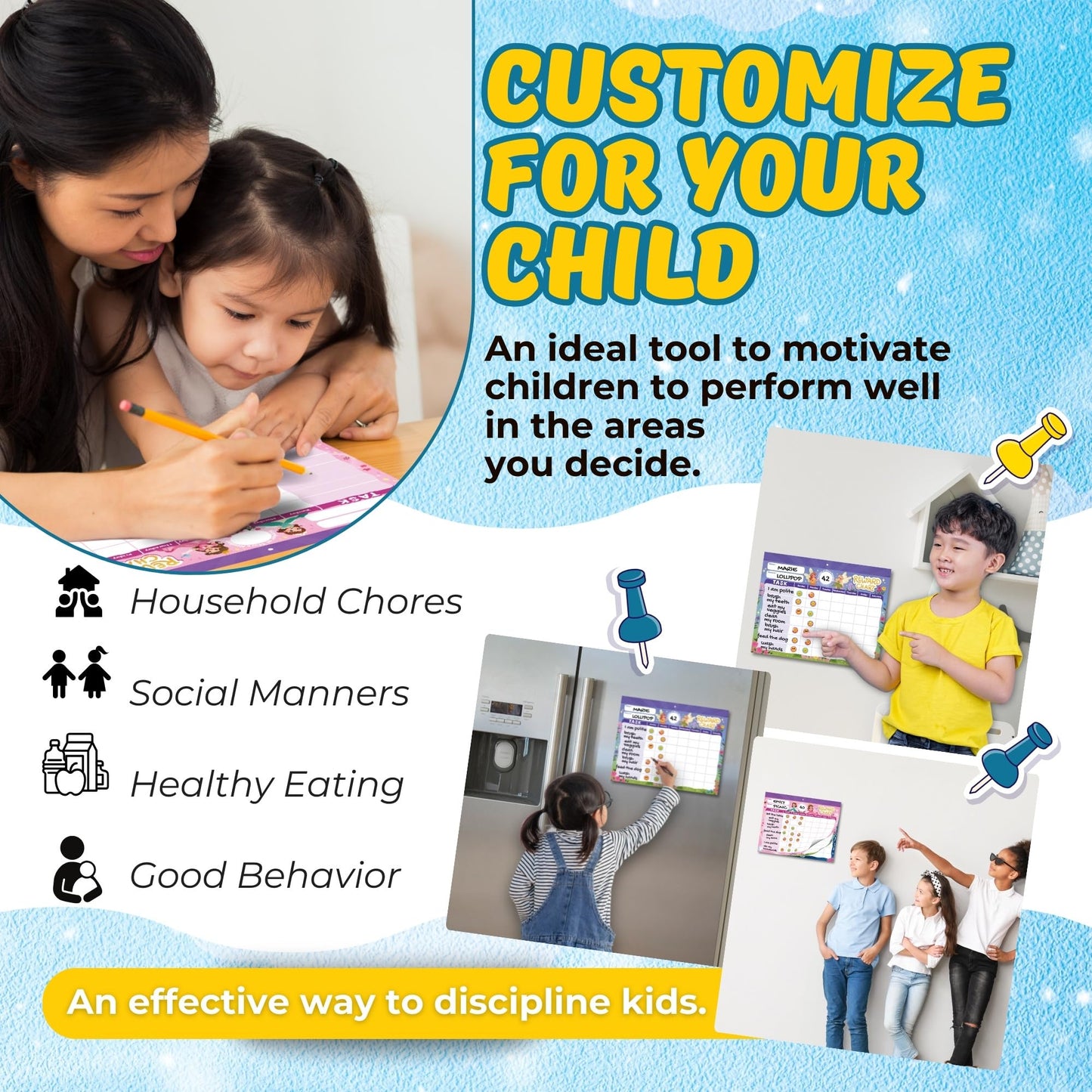 Gooji Princess Reward Chart for Kids - Motivational Chore Chart for Kids, Behavior Chart for Kids at Home, Sticker Chart - Perfect for Encouraging Good Habits, Learning, and Responsibility