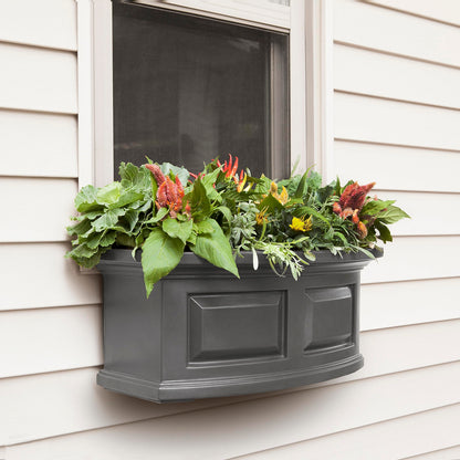 Mayne Nantucket 2-Foot Window Box – Self-Watering, Weather-Resistant Planter for Flowers – Durable Design for Outdoor Use, Perfect for Windows