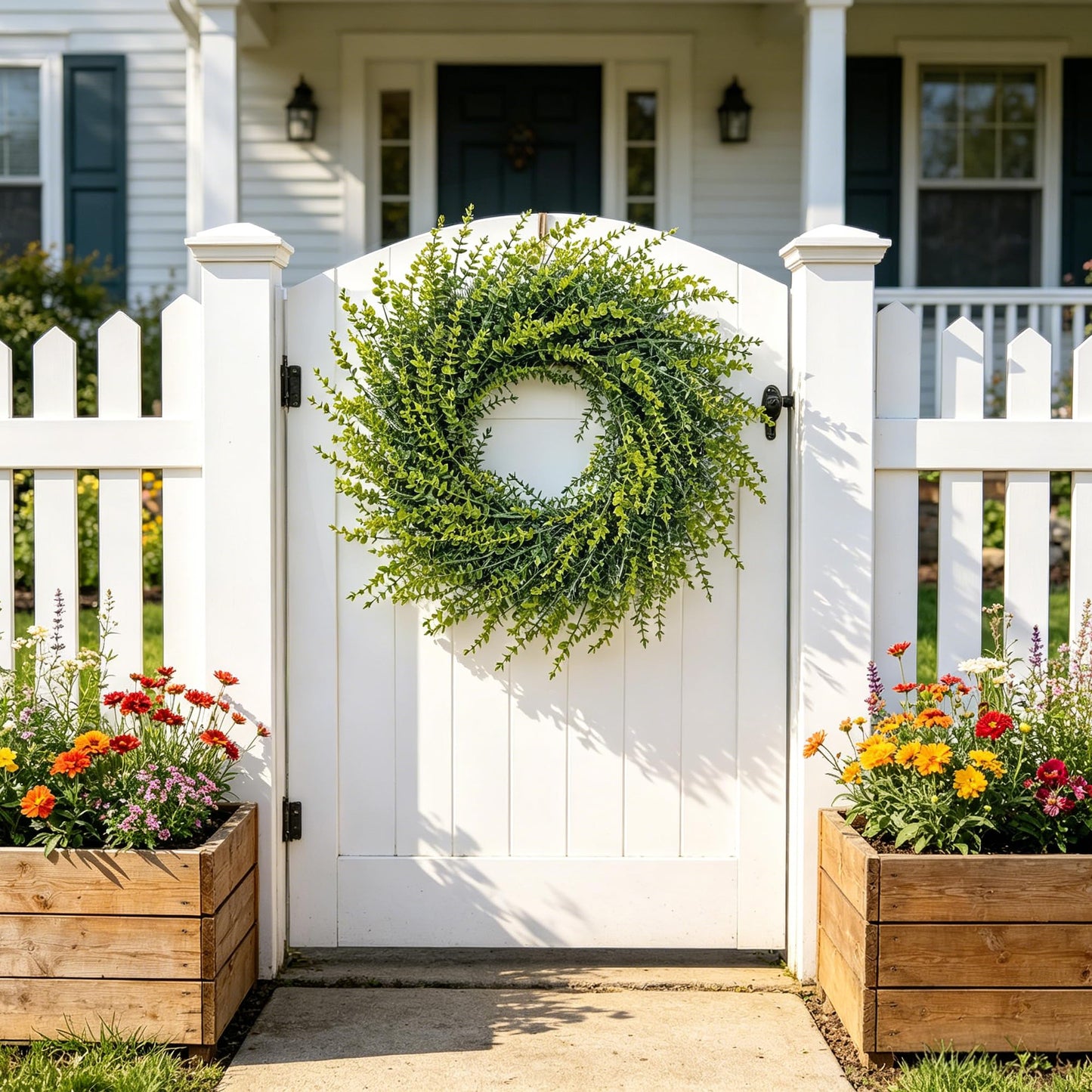 Halraino 26" Large Wreaths for Front Door, Artificial Greenery Eucalyptus Wreath for All Seasons, All-Weather Farmhouse Indoor/Outdoor Decor