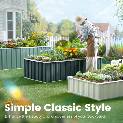 KING BIRD Raised Garden Bed 68" x 36" x 12" (2 Packs) Galvanized Steel Metal Outdoor Planter Kit Box for Vegetables, Flowers, Fruits, and Herbs, Dark Grey