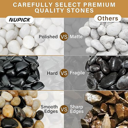 NUPICK 3lb White River Rocks for Plants Indoor, 2-3Inch White Pebbles for Vases Fillers, Decorative Gravel for Fish Tank, Natural Polished Stones for Succulent, Bonsai, Landscaping, Bird Baths