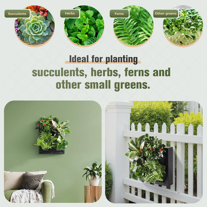 WHLZYEVA Wall-Mounted Vertical Garden Planter – Ready-to-Use Indoor Wall Planter with 4 Grow Pots – Perfect for Herbs, Succulents & Flowers – No Assembly Required(Black)