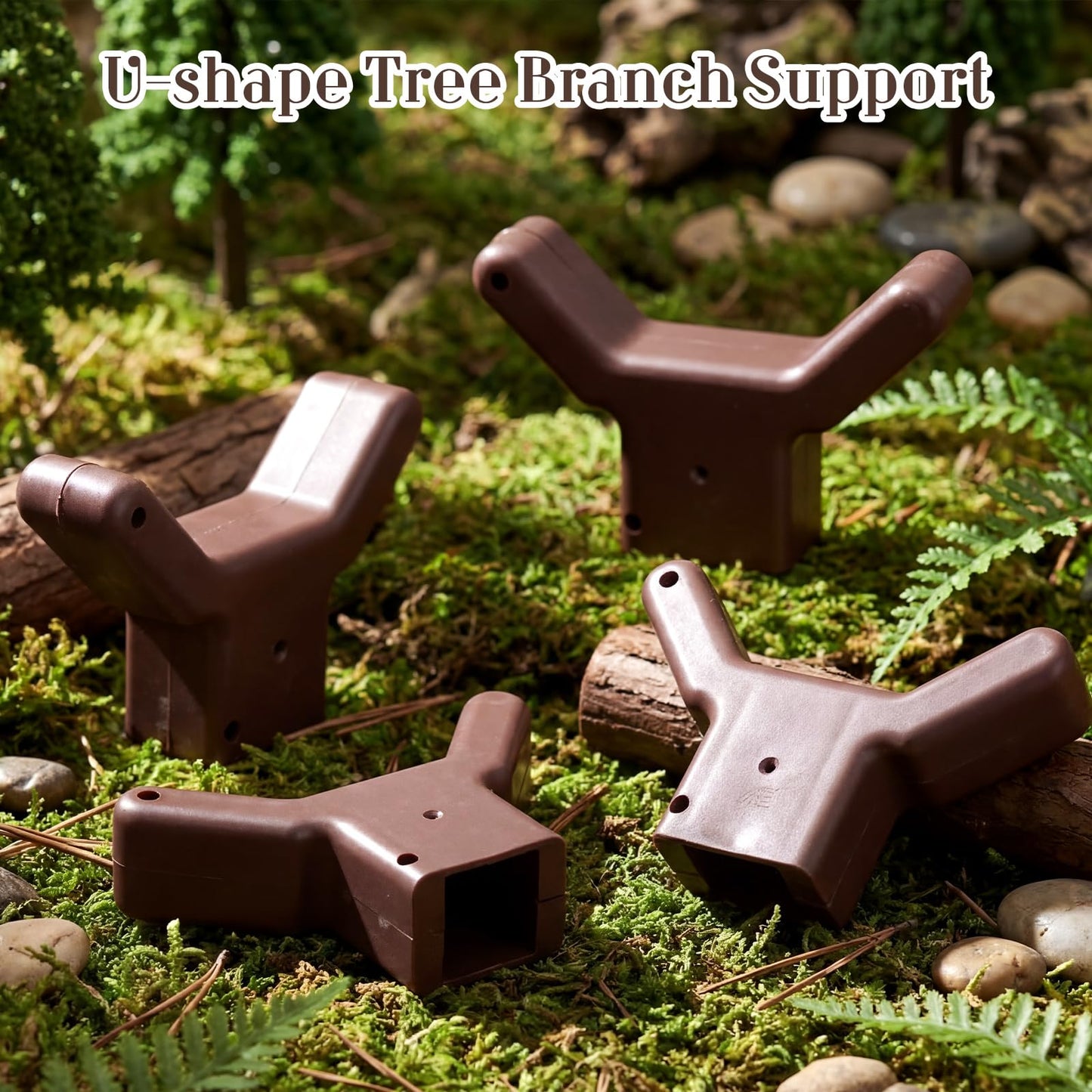 Yungyan 2 Pcs Tree Support, Plastic Fruit Branch Support Device Tree Brace Prevent Them from Breaking for Vineyards Ornamental Gardens Orchards Fits on Standard 1.57 x 1.57 Inch Lumber (Brown)