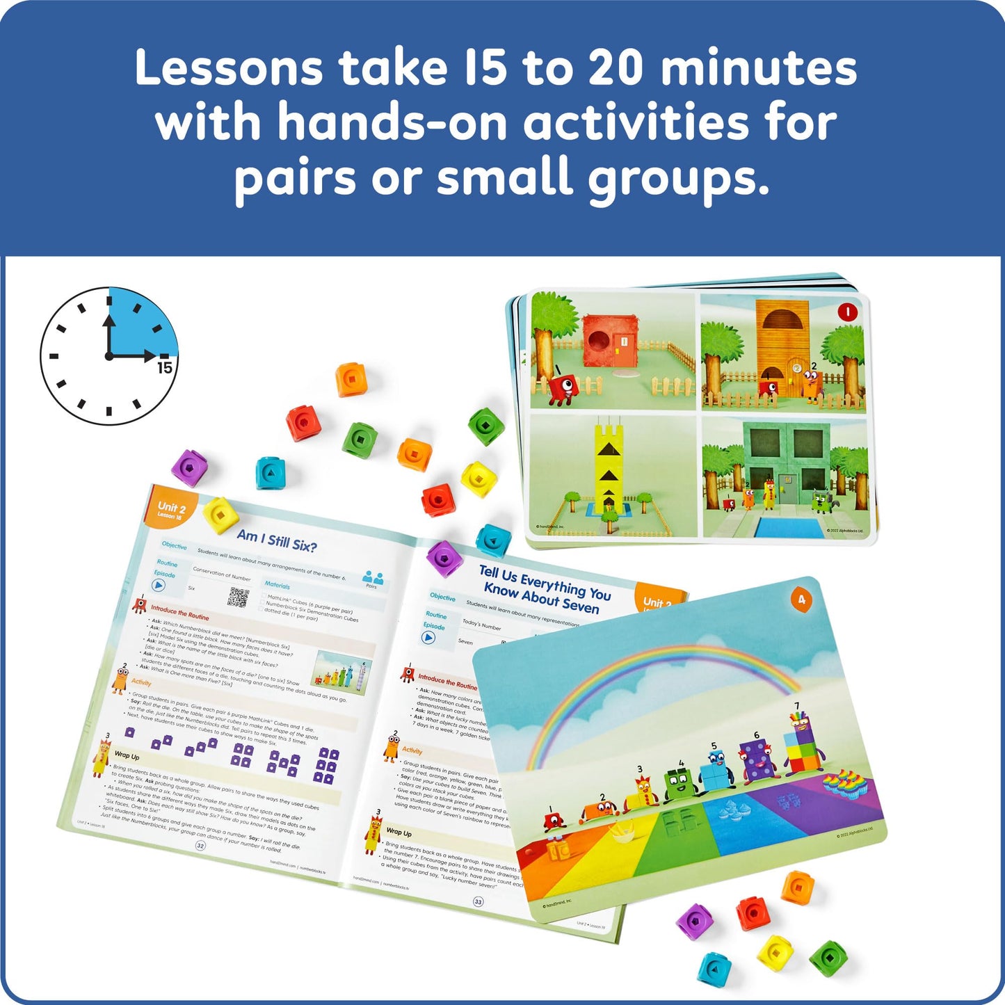 hand2mind Number Routines with Numberblocks Class Set, Preschool Learning Activities, Math Manipulatives Kindergarten, Counting Blocks, Number Linking Cubes, Kids Educational Toys