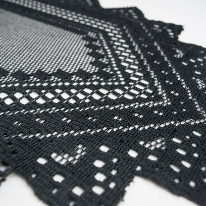 DII Black Lace Overlay Tabletop Collection Gothic Halloween Decor, Table Runner, 14x72, Black