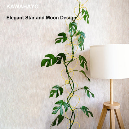 20 Pcs Chain Trellis for Climbing Plants Indoor Outdoor, Plant Trellis, Garden Plant Wall Trellis, Vine Support Houseplant Accessories for Monstera, Pothos, Ivy, Climbing Plants (Gold Heart)