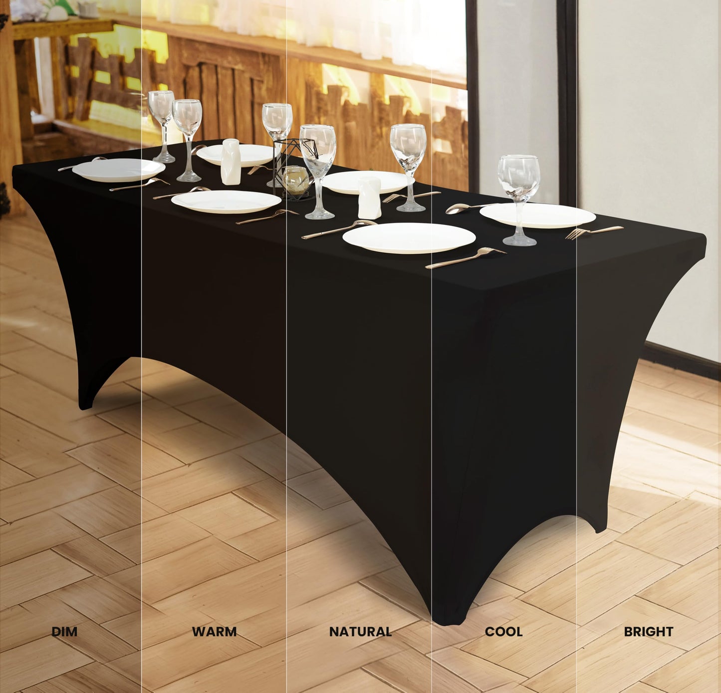 Utopia Kitchen Spandex Tablecloth 2 Pack [4FT, Black] Tight, Fitted, Washable and Wrinkle Resistant Stretch Table Cloth Rectangle Cover for Trade Show, Weddings & Parties [48Lx30Wx30H Inch]