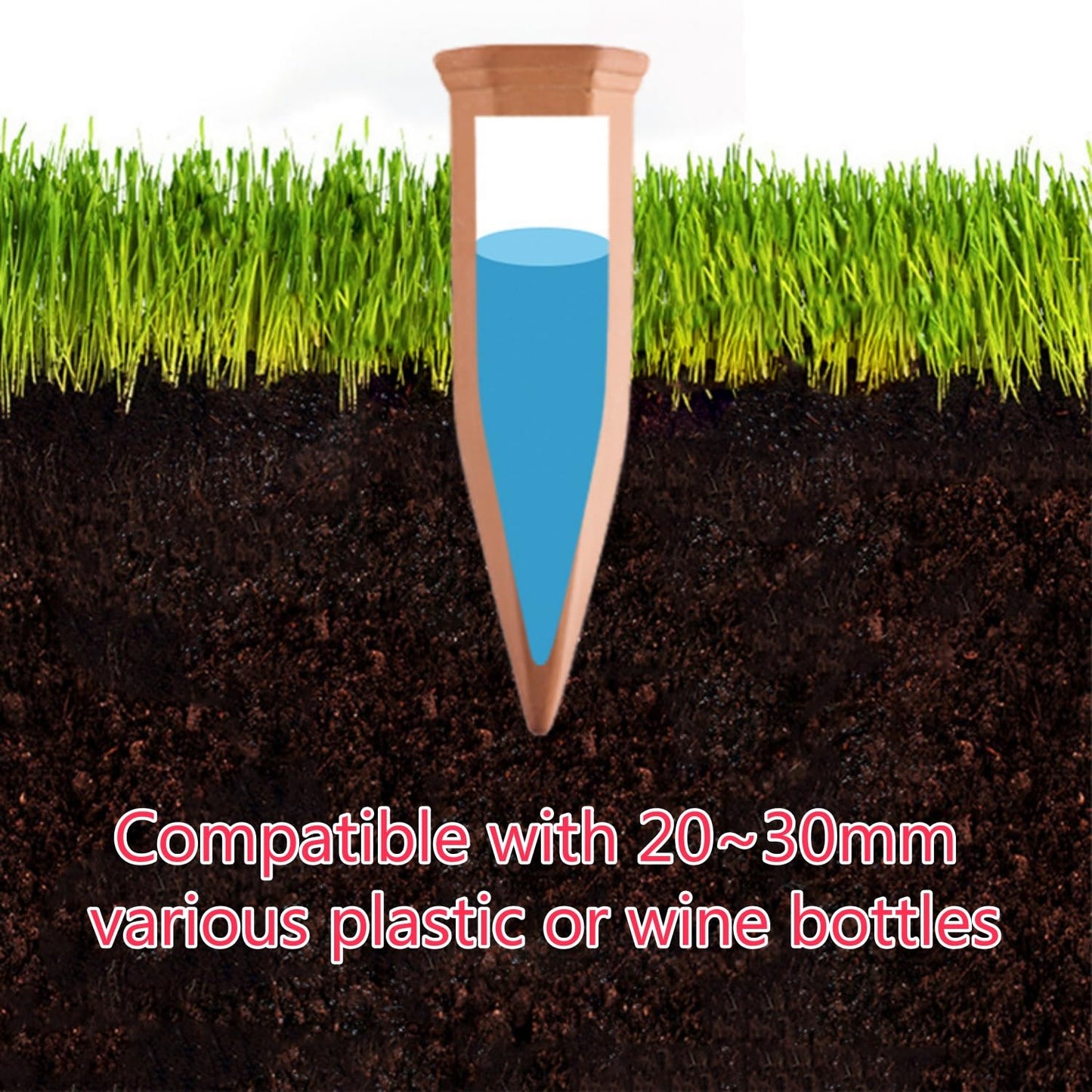 QinSuiKai 4 Pack Plant Watering Devices, Terracotta Watering Spikes, Vacation Self Watering Planter Insert, Automatic Plant Waterer for Indoor Outdoor Plants (Big Head)