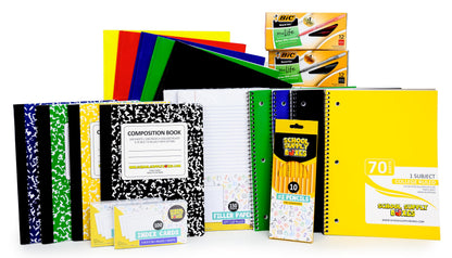 School Supply Boxes | High School Writing Bundle (1 Box) | Back to School Essentials Kit for Students & Teachers | Includes College-Ruled Filler Paper, College-Ruled Notebooks, 12 ct. Pens, & More