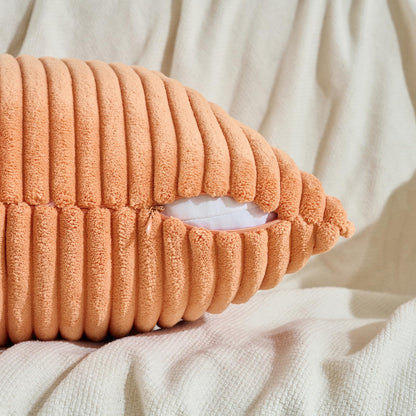 Fancy Homi Set of 2 Orange Fall Lumbar Rectangle Throw Pillow Covers 12x20 Inch for Couch Bed Chair, Autumn Halloween Thanksgiving Gift, Soft Plush Thick Striped Corduroy Aesthetic Home Decor 30x50cm