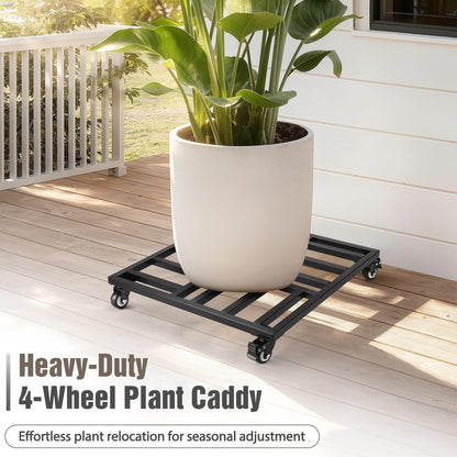 AugFir 22" Plant Caddy with Wheels Heavy Duty, 600lbs Rolling Metal Plant Stand, Square Plant Dolly with Lockable Caster Wheels for Large Planter Pots, Heavy Objects, Ideal for Indoor and Outdoor Use