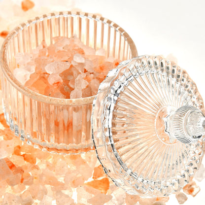 Crystal Glass Salt Cellar with Lid – 7oz Clear Salt Box Salt and Pepper bowls, Salt Container Holder for Kitchen, glass Storage jars for Candies, Sugar, Decorative Kitchen & Dining Table Essential