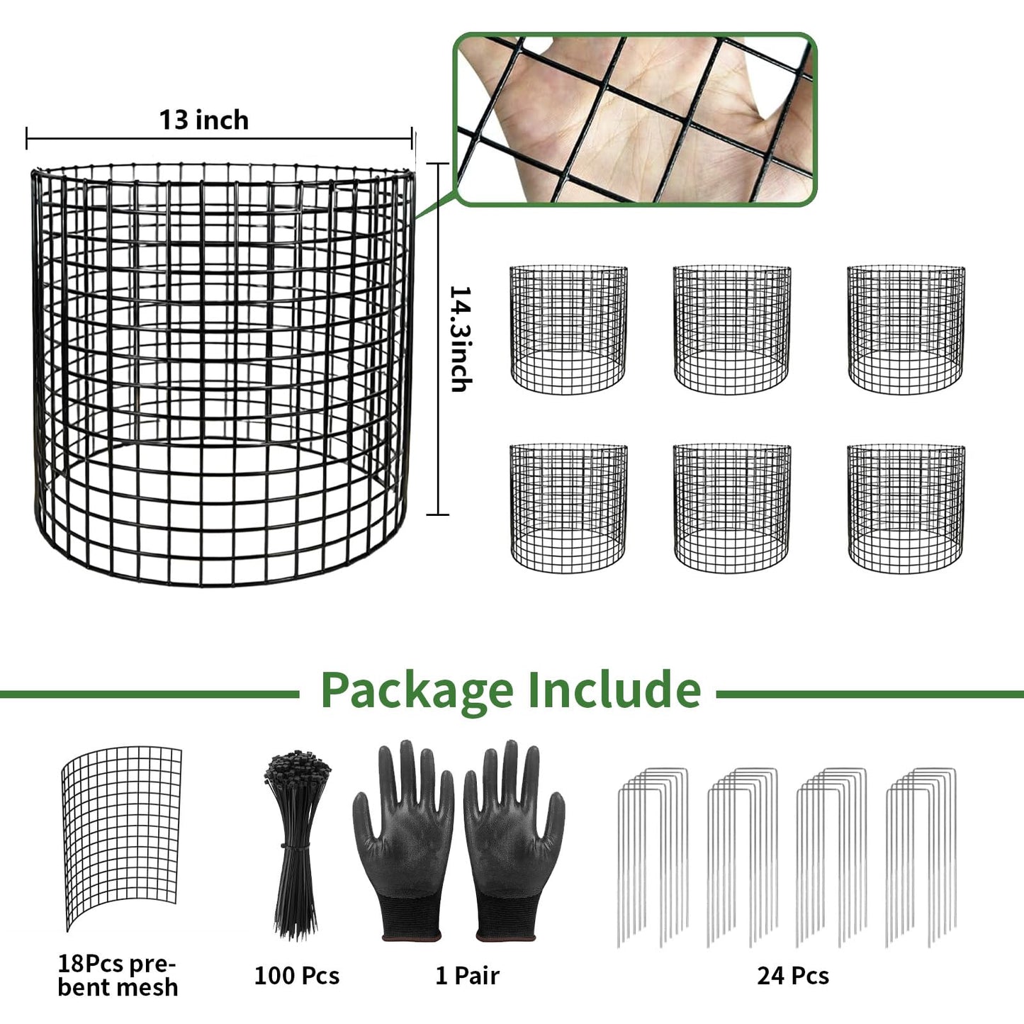 18Pcs Plant Protectors from Animals,13.5" Dia X 14.3" H Metal Plant Cages for Outdoor Plants Plant Cage & Supports Keep Animal Out Garden Wire Mesh Protection from Rabbit Chicken Squirrel Tree Flower