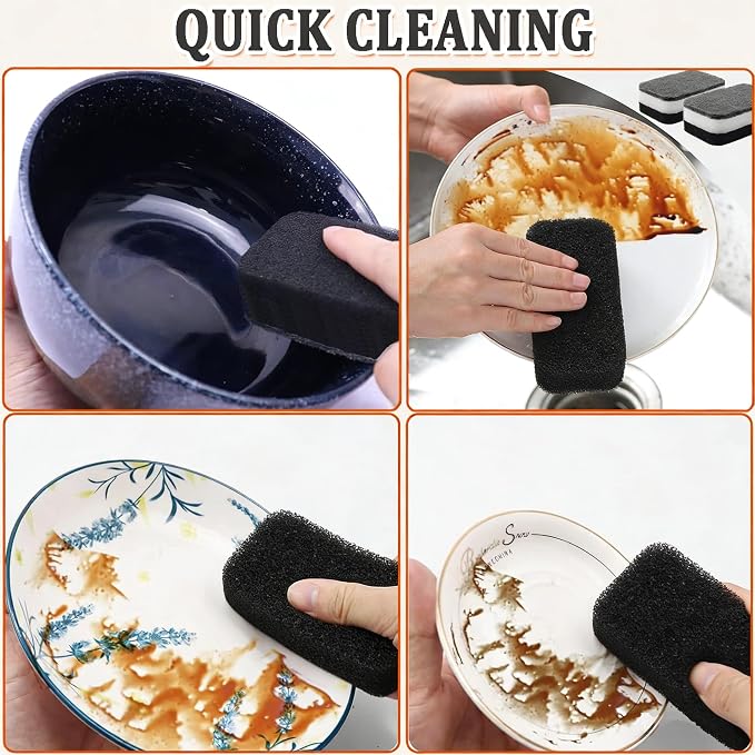 Taeku Natural Kitchen Sponge, 6 Pack Heavy Duty Scrub Cellulose Sponge Premium Multifunction Eco Friendly Cleaning Sponges for Dishes (Dark)