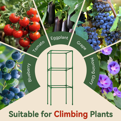 Halatool 2 Pack 45in Tomato Cages for Garden, Heavy Duty Adjustable Square Tomato Trellis for Climbing Plants – Green Plant Support Stakes for Vegetables Flowers Fruits & Raised Bed Outdoor