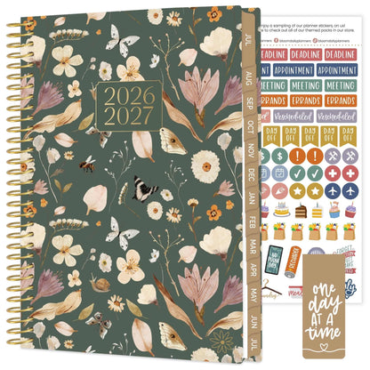 bloom daily planners 2026-2027 Planner - Academic Year (July 2026 - July 2027) Monthly & Weekly Soft Cover Planner for Women - 13 Month Calendar Agenda Book with Stickers - 5.5" x 8.25" - Butterfly Garden