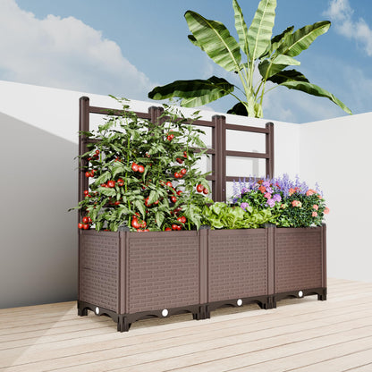 Growchum DoCred 5-Tier Vertical Garden Bed, PP Raised Planter Box, Cascading Tiered Herb Garden Planter for Vegetables Flowers, Space Saving Outdoor Indoor Patio Balcony Garden, Gray