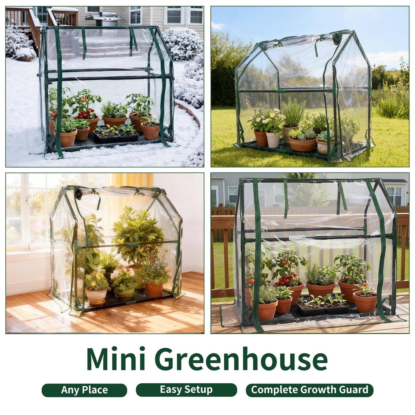 PROWORX Mini Greenhouse 36"×18"×33" Small Greenhouse Seed Starting Waterproof Floor Mat Portable Greenhouse Patio Balcony and Garage Indoor & Outdoor