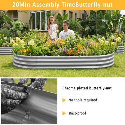 Gardeal Garden Galvanized Raised Garden Bed Kit - Metal Planter Box for Vegetables/Herbs/Flowers, Heavy-Duty Steel Outdoor Planter with Reinforced Edges (4x2x1 FT)