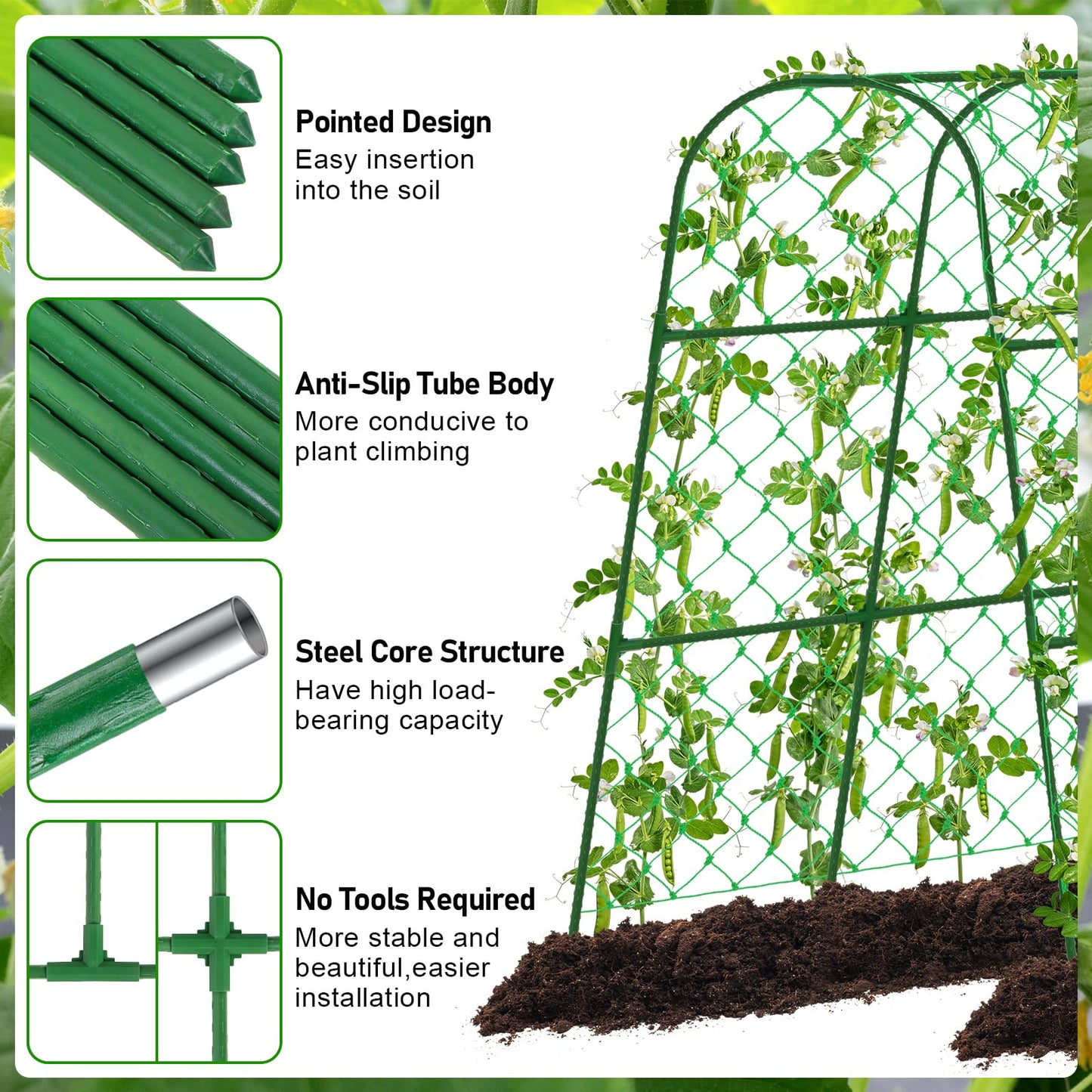 Large Cucumber Trellis for Raised Bed, U-Shape Garden Trellis for Climbing Plants Outdoor,Adjustable Metal Arch Vegetables Trellis,Plant Support Garden Stakes for Vine (Green,49.2x49.2x23.6)