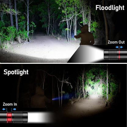 Blukar Rechargeable Flashlight, High Lumens Flashlight, Super Bright Small LED Flash Light- Zoomable, Adjustable Brightness, Long Lasting for Camping, Outdoors and Home Emergency