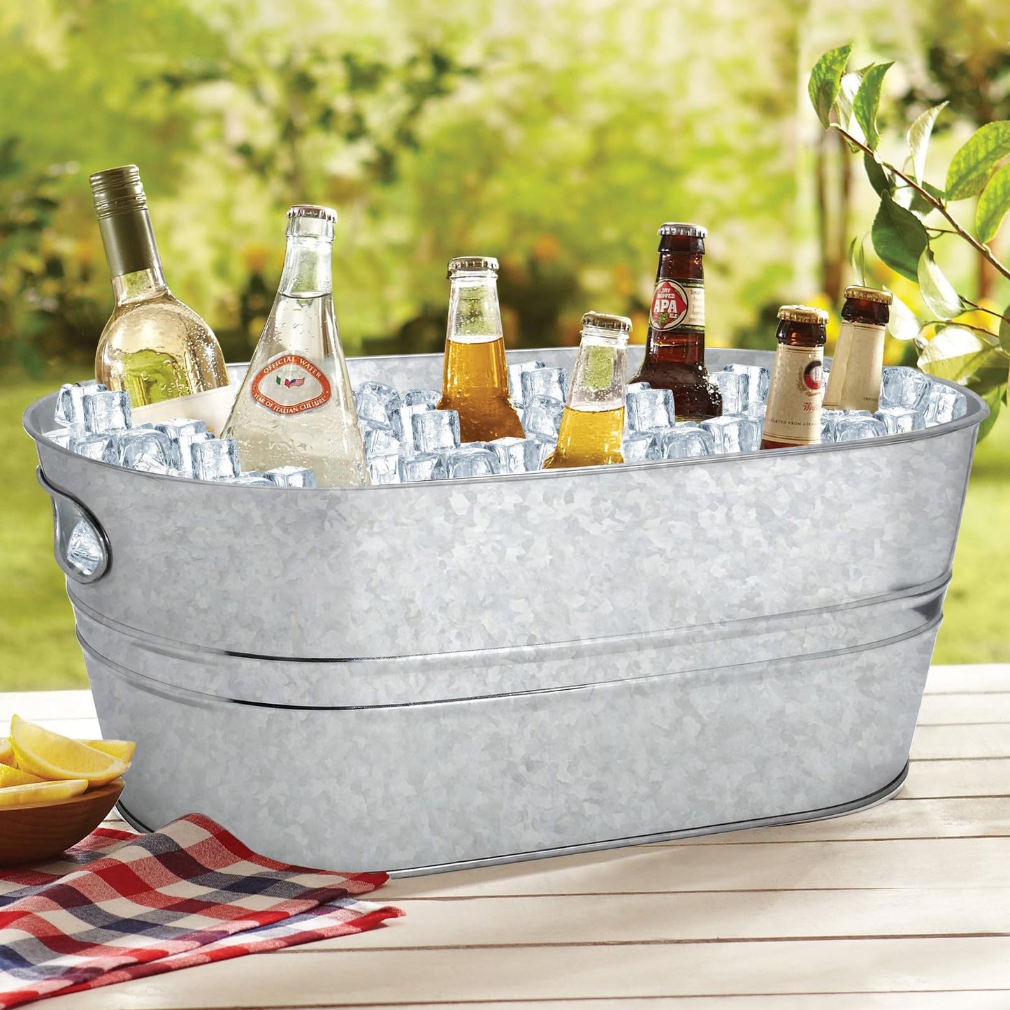 2 Pack 4 Gallon Galvanized Tub Ice Buckets for Parties Portable Beverage Tub Champagne Bucket Metal Ice Buckets for Cocktail Bar with Ice Scoop