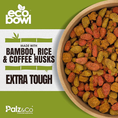 Palz&Co EcoBowl with Lid for Dogs & Cats, 48 oz Gray - Natural Bamboo Pet Bowl with Non-Slip Base, Pet Food and Water Dish, Dishwasher Safe