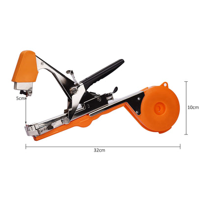 Yolando Plant Tying Machine Tape Tool for Tomatoes Peppers Grapes Cucumbers and Vining Vegetables Quickly and Easily Tie, Great for Gardeners Farmers, with Tapes, Spare Parts, Staples - Orange