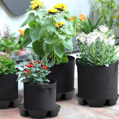 4-Pack Self Watering Fabric Pot Base, Auto Pots Fit for 5 Gallon Grow Bags, Auto-Irrigation Water Delivery System , Auto Watering Plant Saucer for Fabric Planters 3 Year Warranty (Capacity Upgrade)