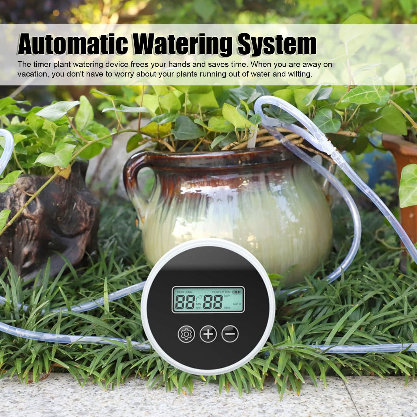 Automatic Watering System, Timer Indoor Automatic Irrigation Water Plant Watering Devices, Indoor Plant Waterer Timer for Potted Plants Yard Garden (10M 15 Pots)