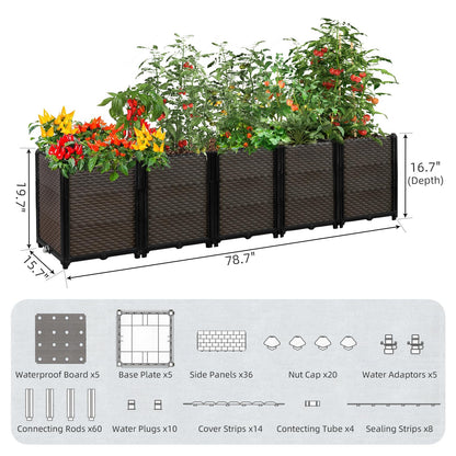Large Raised Planter Box Outdoor Self Watering 78.7"x15.7"x19.7", Deep Raised Garden Bed - Elevated Garden Box with Drainage Plug, Rectangular Garden Planter Perfect for Patio Balcony Deck
